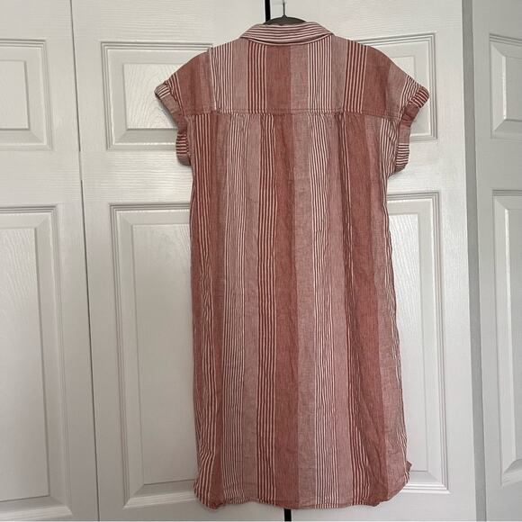 American Eagle Burnt Orange and Cream Striped Button Front Dress Size S Tall - Picture 6 of 9